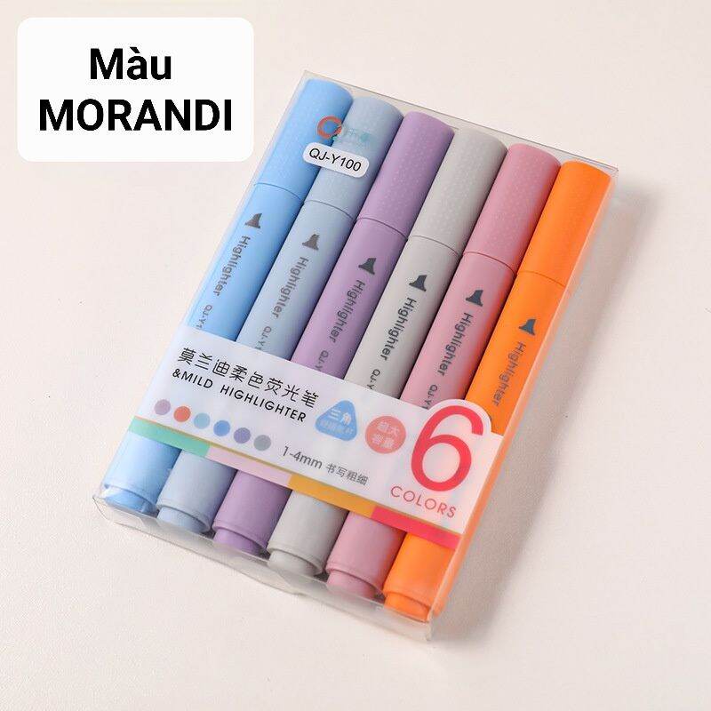 Set 6 bút dạ quang, bút đánh dấu, bút highlight 6 COLORs màu sắc nổi bật
