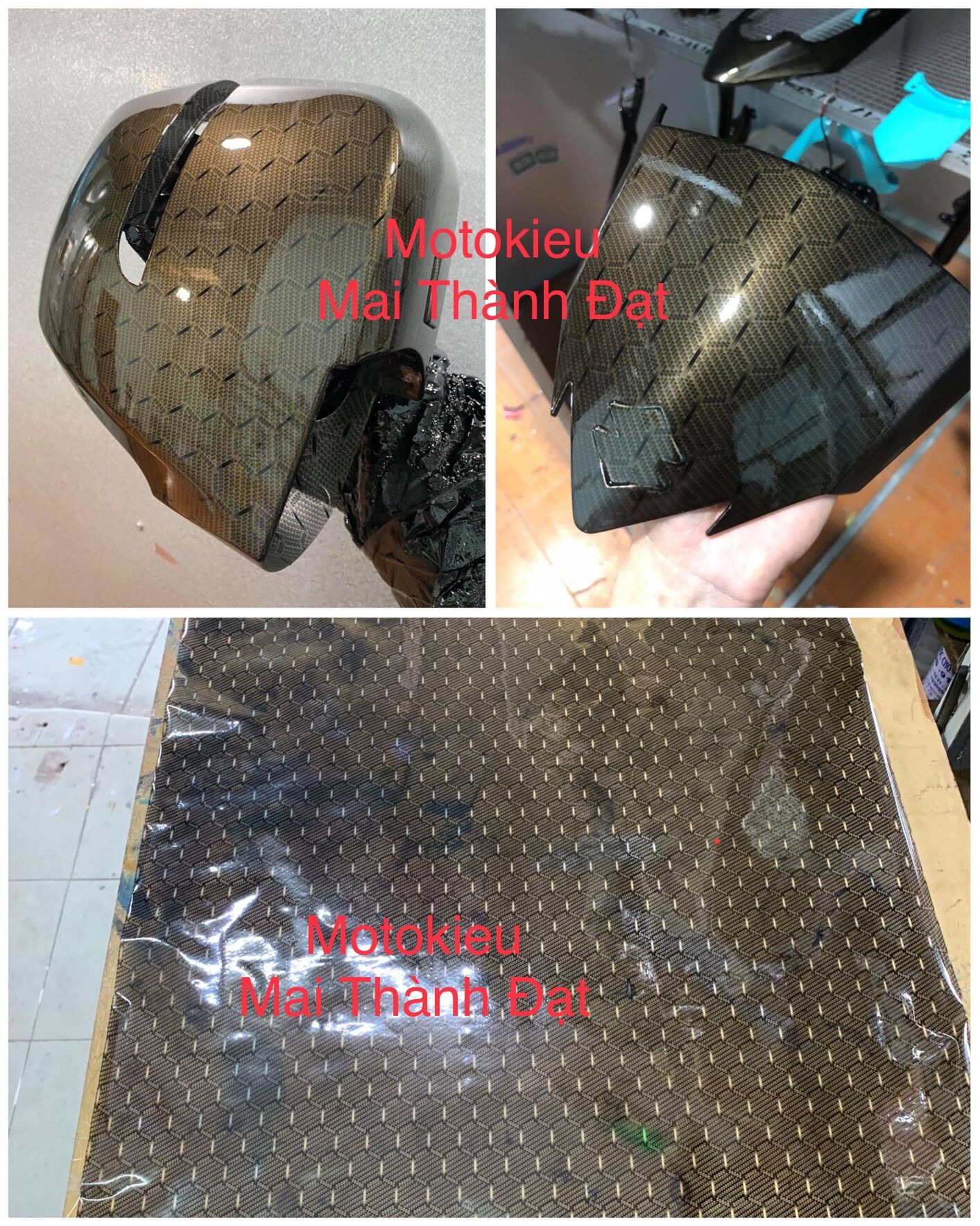 Màng film Tổ Ong Đen 19 in chuyển nước 0,5m x 4m họa tiết vải carbon , vân gỗ chuyên dụng