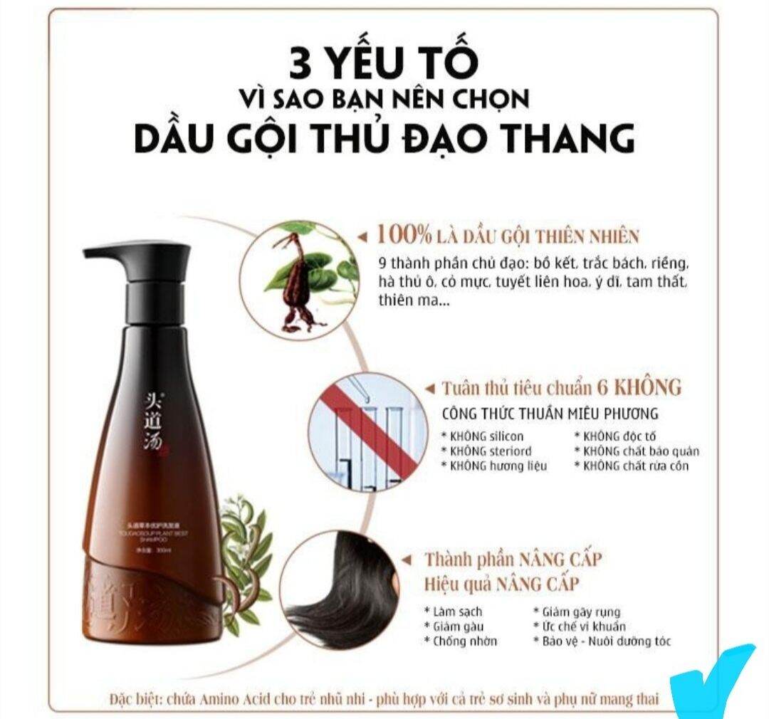 DẦU GỘI CHĂM SÓC TÓC THẢO DƯỢC THỦ ĐẠO THANG
