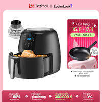 EJF296BLK - Nồi chiên không dầu Lock&Lock Super Jumbo 7.2L - 7 chế độ nấu, Tỏa nhiệt đối lưu 360, Tặng kèm khay bánh - Bảo hành 2 năm