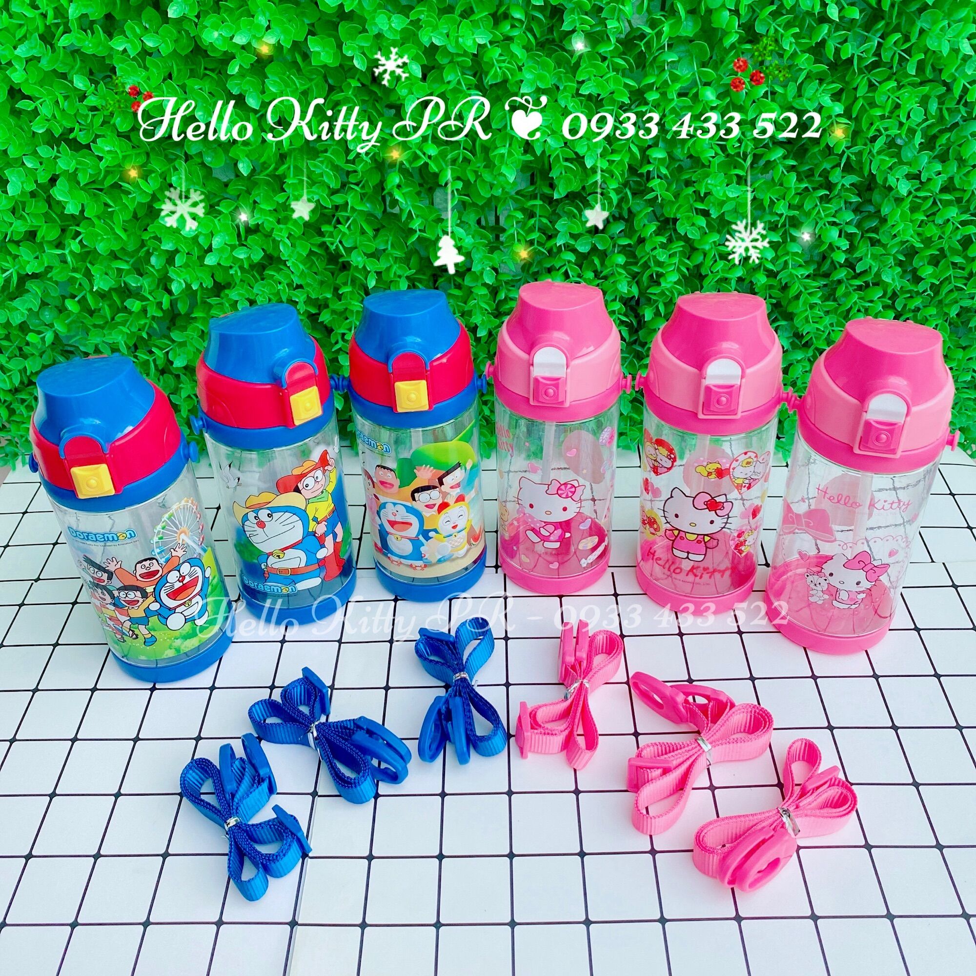Bình nước có dây đeo Hello Kitty - Doremon Doraemon