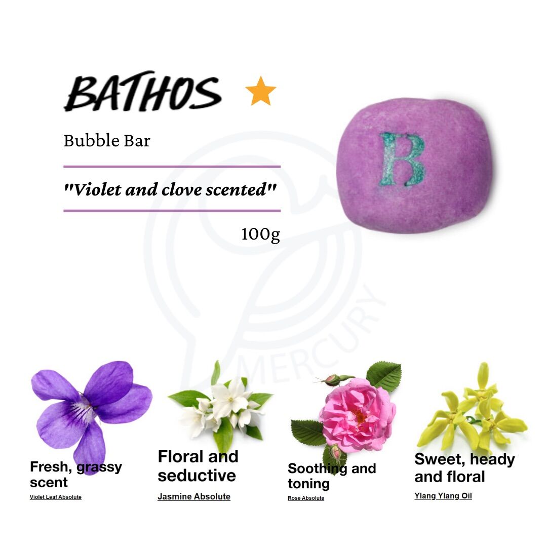 Viên tạo bọt bồn tắm Lush - BATHOS bubble bar kết hợp 4 loại hoa, mùi violet chủ đạo