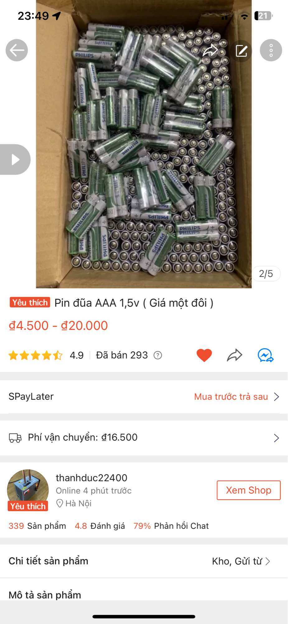 Pin đũa AAA 1,5v ( Giá một đôi )