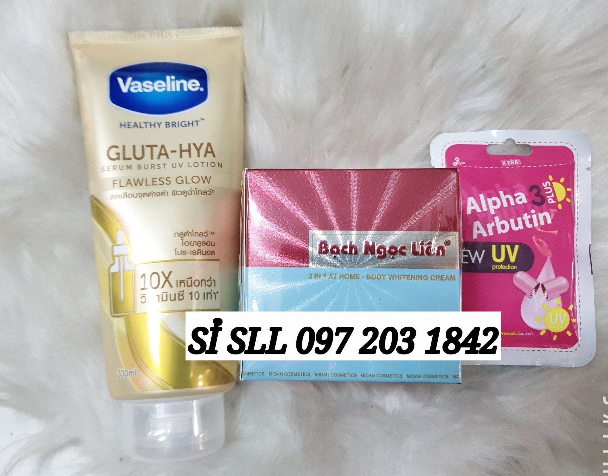 Combo trắng da body bạch ngọc liên xanh - vaseline - 3c3
