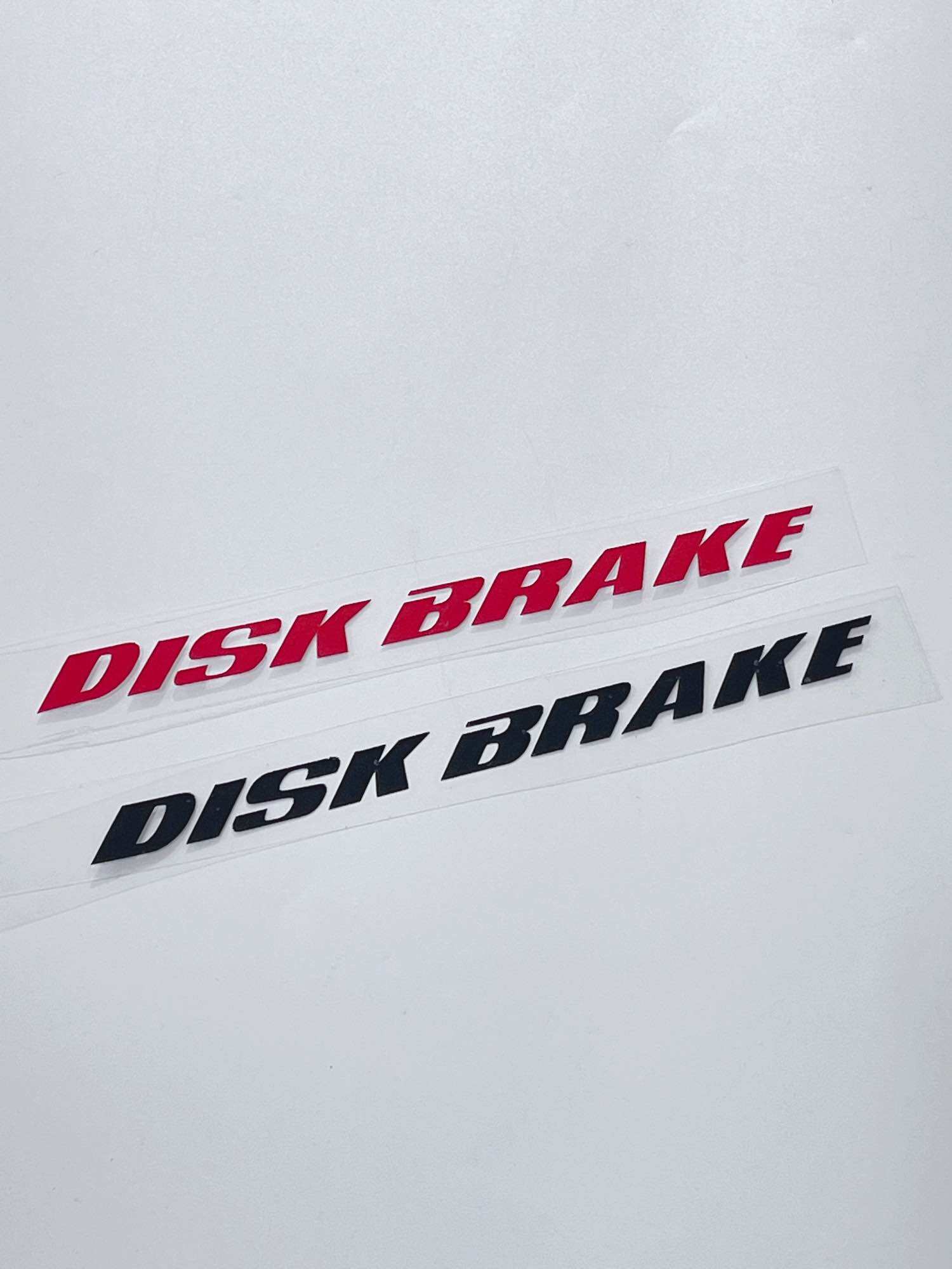 Tem dán phuộc trước chữ Disk Brake size 19x1.3cm, tem dán trang trí xe máy