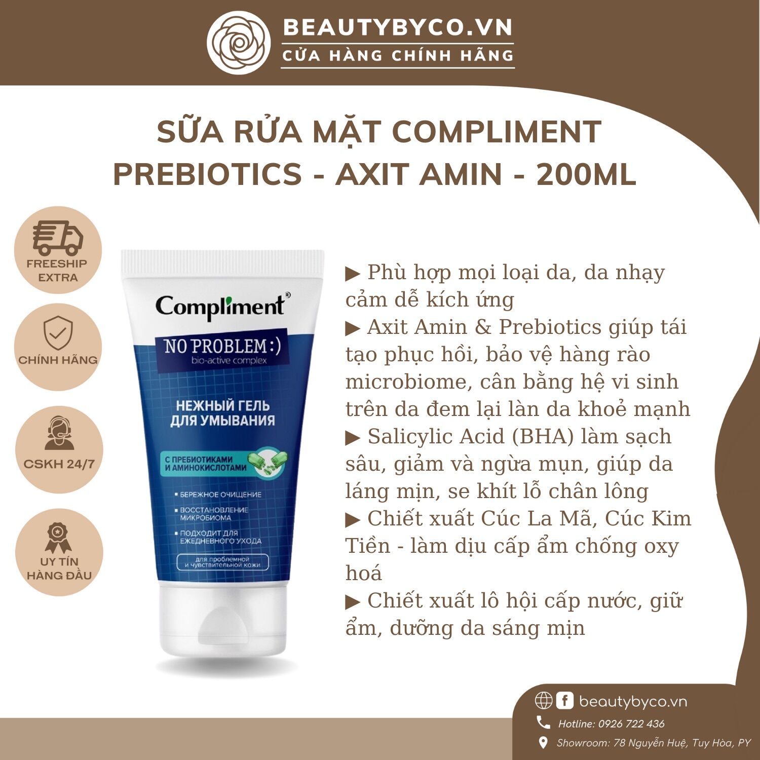 Sữa rửa mặt Compliment No Problem Salicylic acid 3in1 200ml