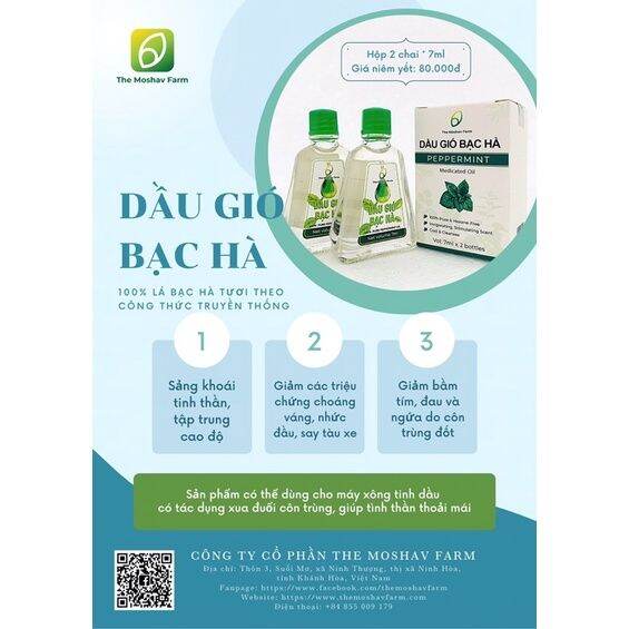 DẦU GIÓ BẠC HÀ HỘP 02 CHAI 7ML