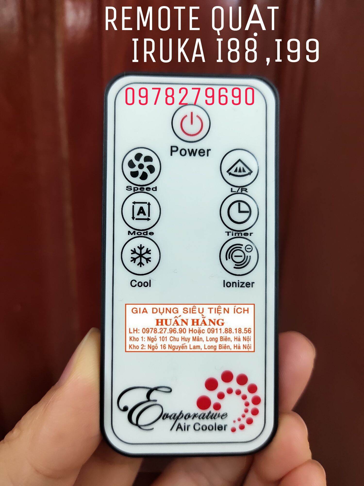 REMOTE ĐIỀU KHIỂN QUẠT ĐIỀU HOÀ HƠI NƯỚC IRUKA I-88 I88 IRUKA I-99 I99
