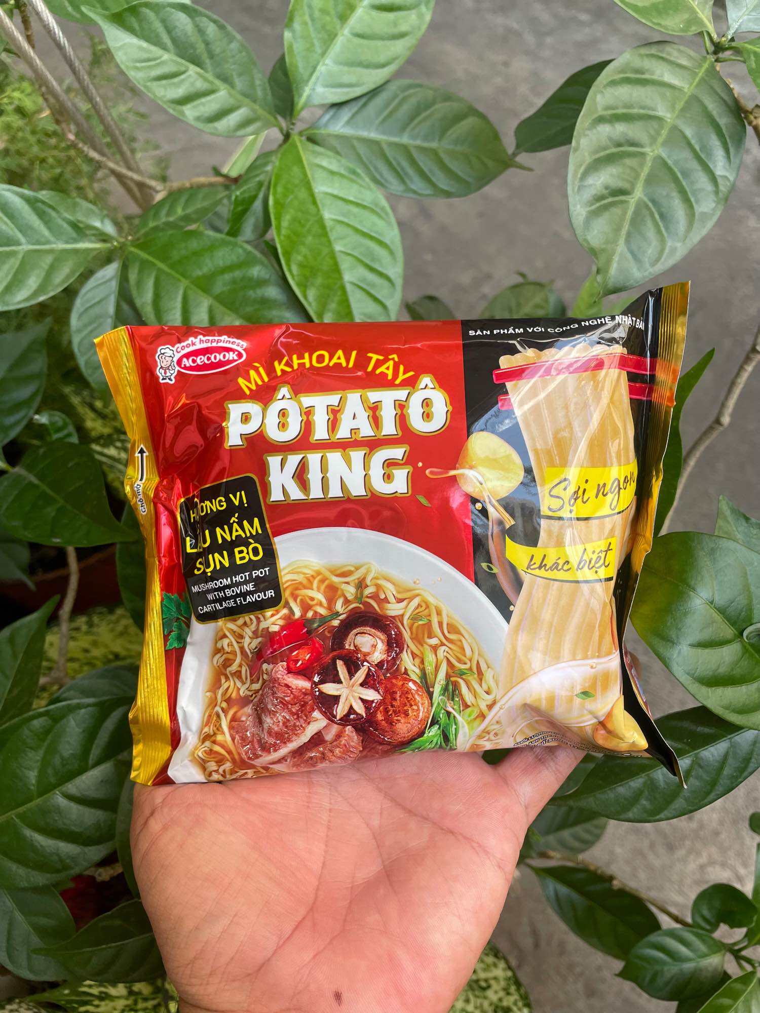 Mì Khoai Tây Potato King Hương Vị Lẩu Nấm Sụn Bò  80g 24 gói ...date