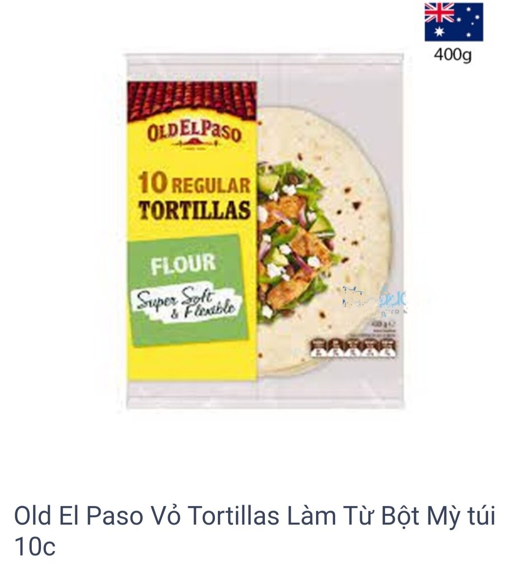 Vỏ Bánh Tortillas hiệu OLD EL PASO Whole Grain 400 Gram 10 Pack