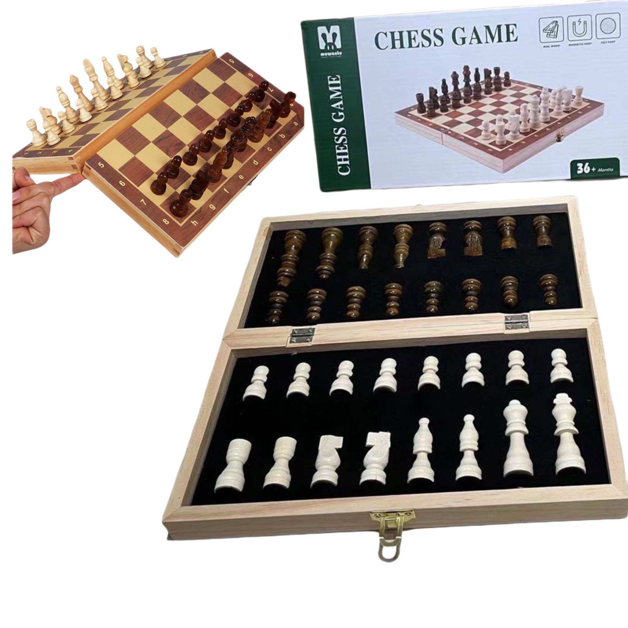 Bộ cờ vua nam châm -cờ vua gỗ cao cấp có hộp đựng làm bàn cờ tiện dụng
