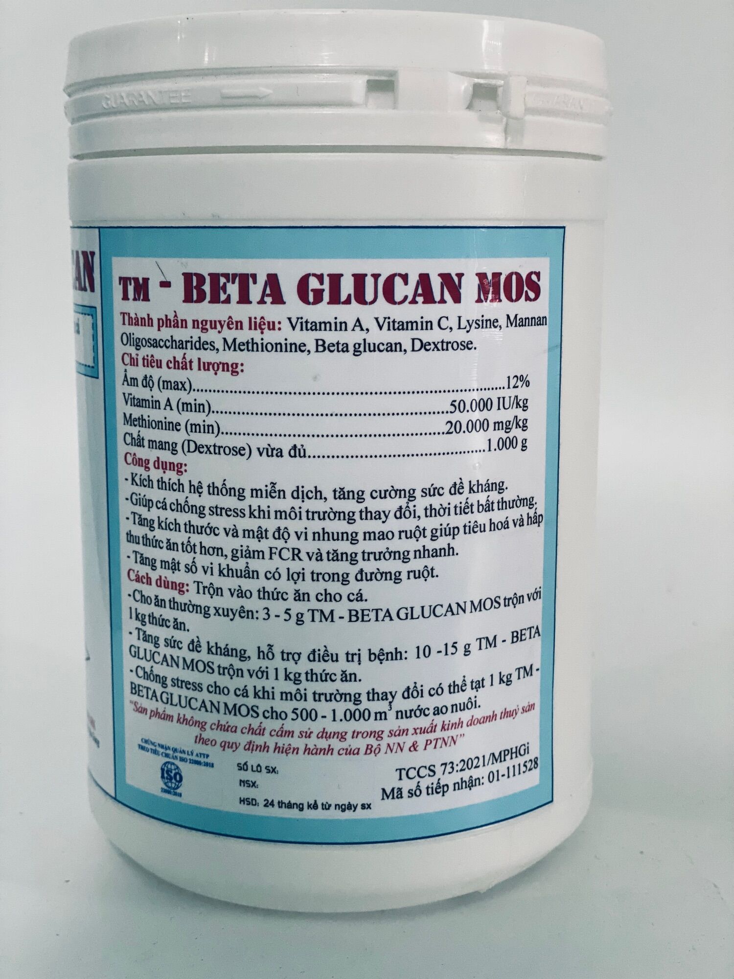 Beta glucan giúp tăng đề kháng cho cá, lươn, ếch, baba,…..lon 500g