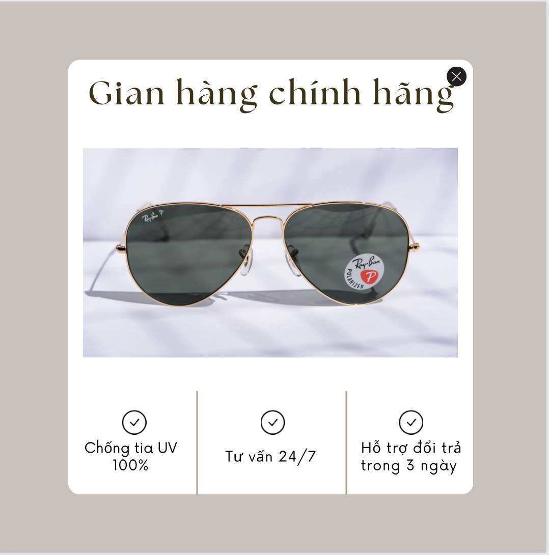 Cam kết chính hãng kính mát unisex ray ban rb3025 001/58