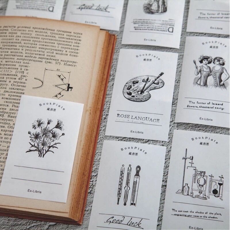 Hộp 60 labels dùng để trang trí theo phong cách vintage / cổ điển