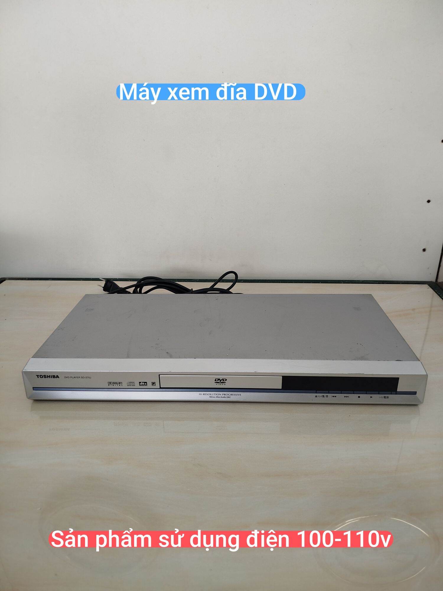 Máy xem đĩa DVD Player Toshiba SD-270J , hàng bãi Nhật, sử dụng điện 100-110v.