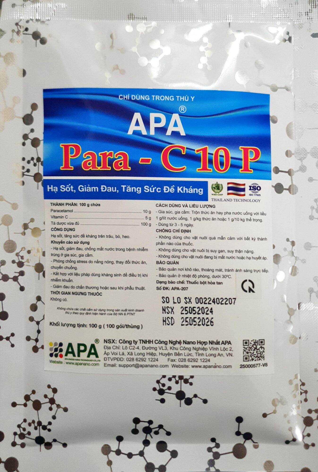 Para C Thái Lan (100gr) - Hạ sốt, giảm đau, giải nhiệt, tăng sức đề kháng cho gà đá