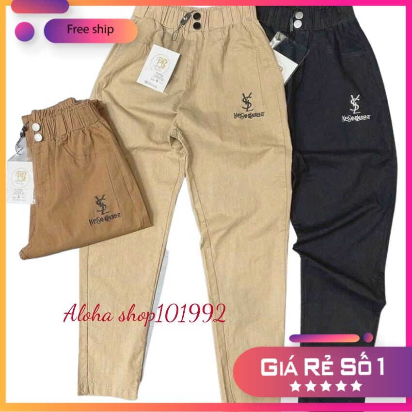 Quần dài nữ baggy có video thêu chữ