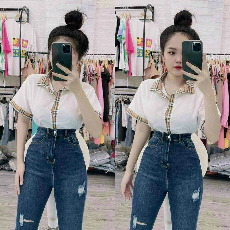 Sơ mi viền kẻ xinh đẹp
