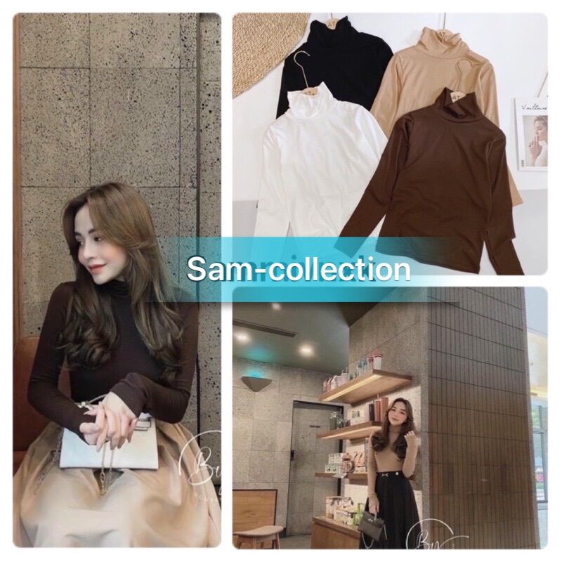 Áo thun cổ lọ dài tay nữ☘️Áo zip cổ cao tay dài nữ☘️{free ship}