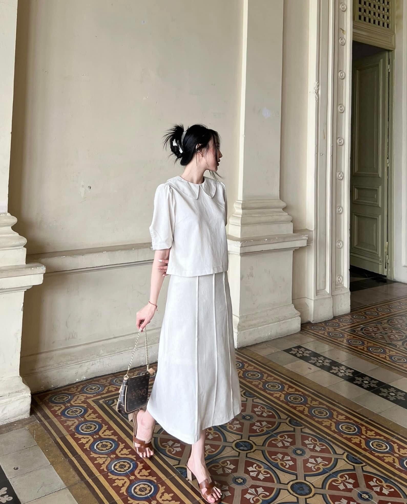 Chalin Set - Set Linen Cổ Sen ( ảnh chính chủ )