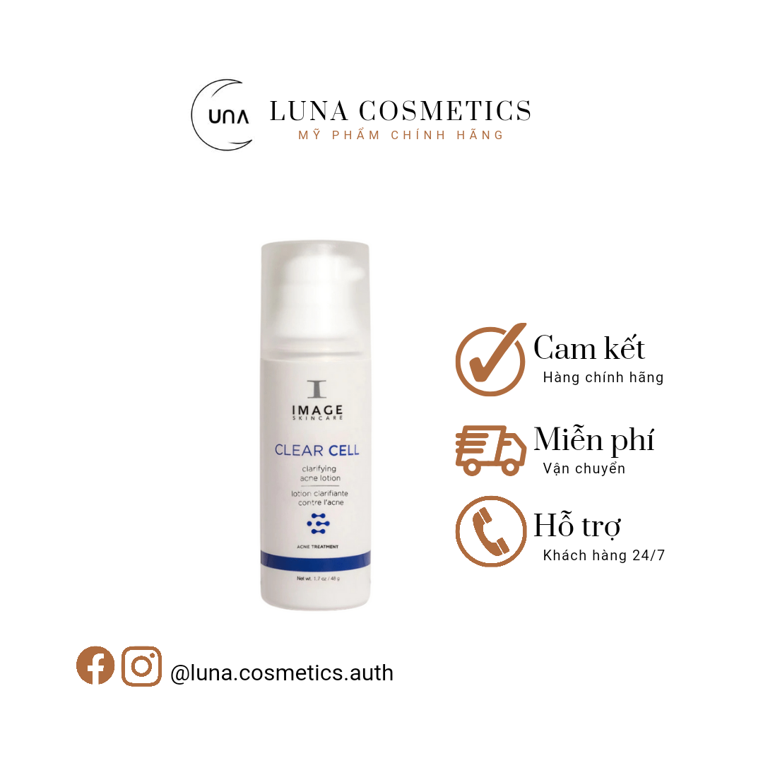 Lotion chấm mụn giảm nhờn chứa benzoyl peroxide với bha image clear cell medicated acne lotion 50ml
