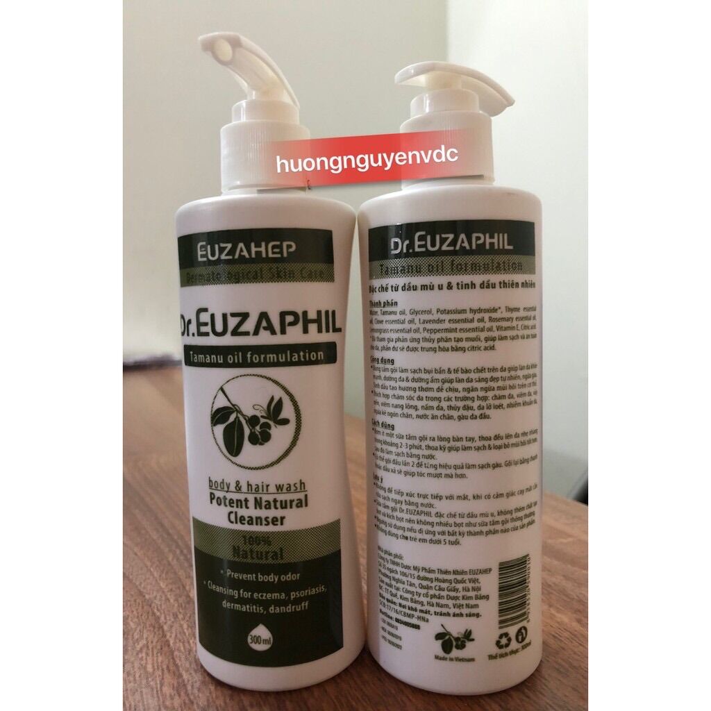Sữa tắm gội dr. euzaphil potent natural cleanser 300ml