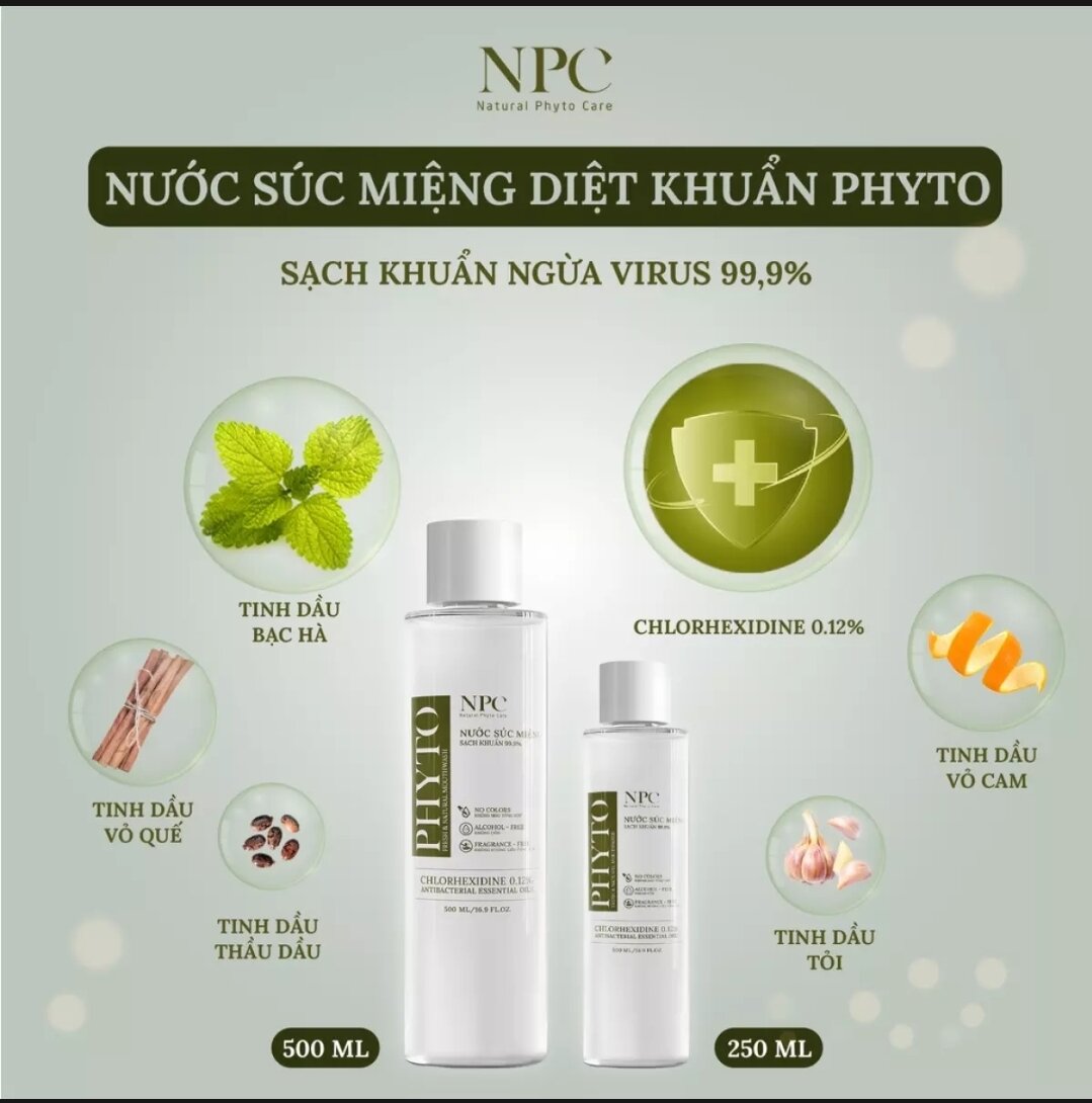 Nước súc miệng kháng khuẩn Phyto chai 500ml