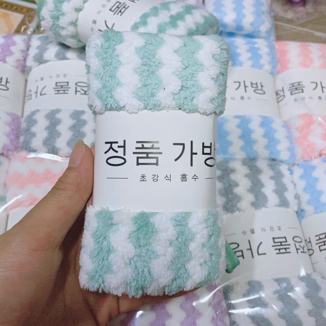 [Siêu Rẻ] Set 10 khăn mặt Hàn kẻ, mềm mịn, thấm hút tốt, 30*50cm