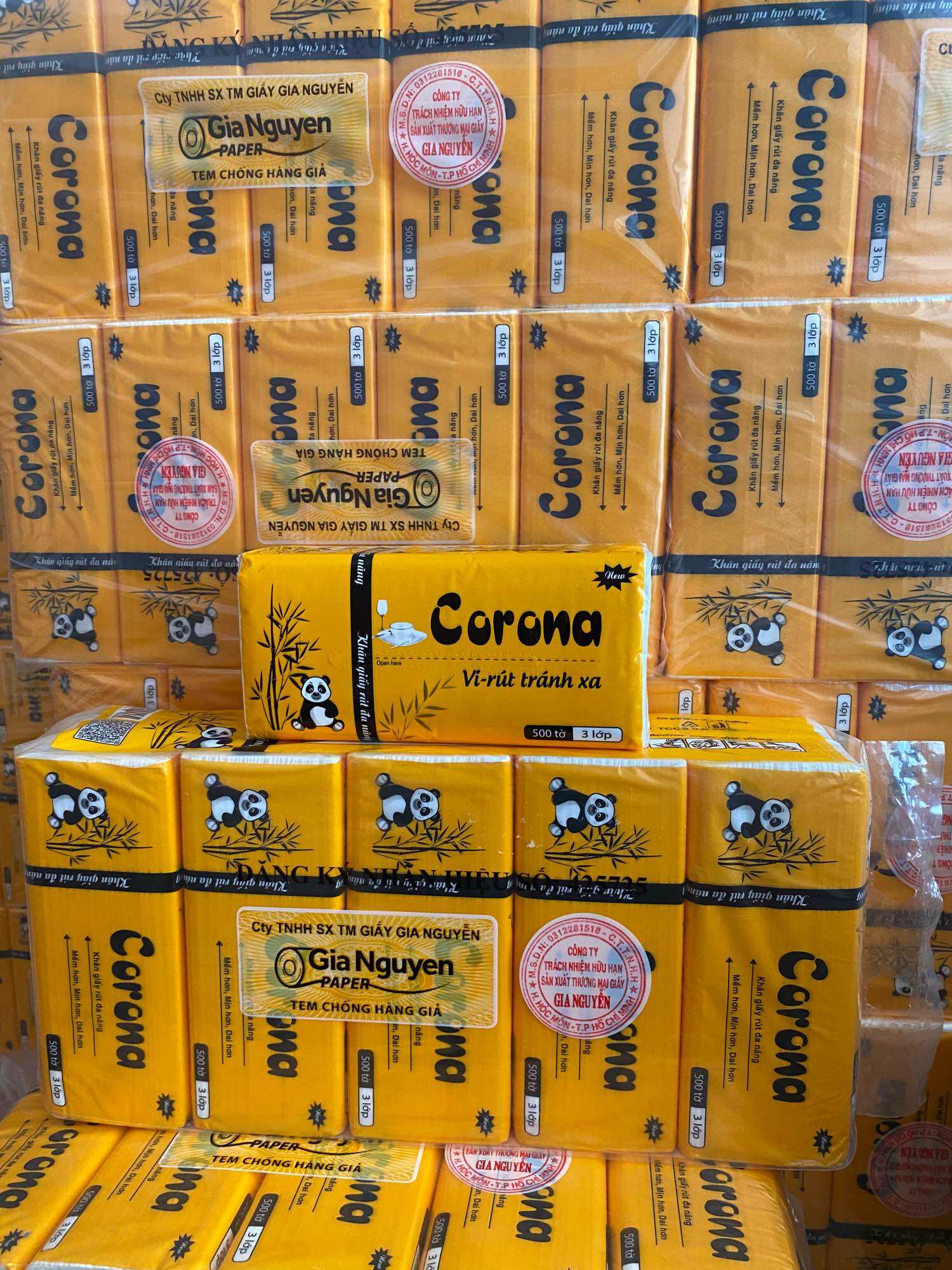 Combo 10 gói giấy rút lụa corona 500tờ dai mịn