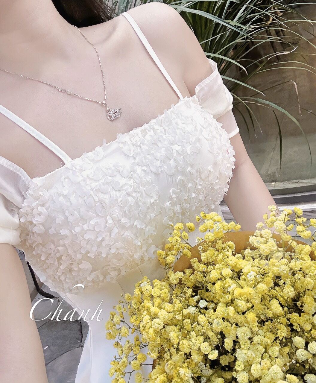 Váy tafta 2 dây phối ren cực sang D002