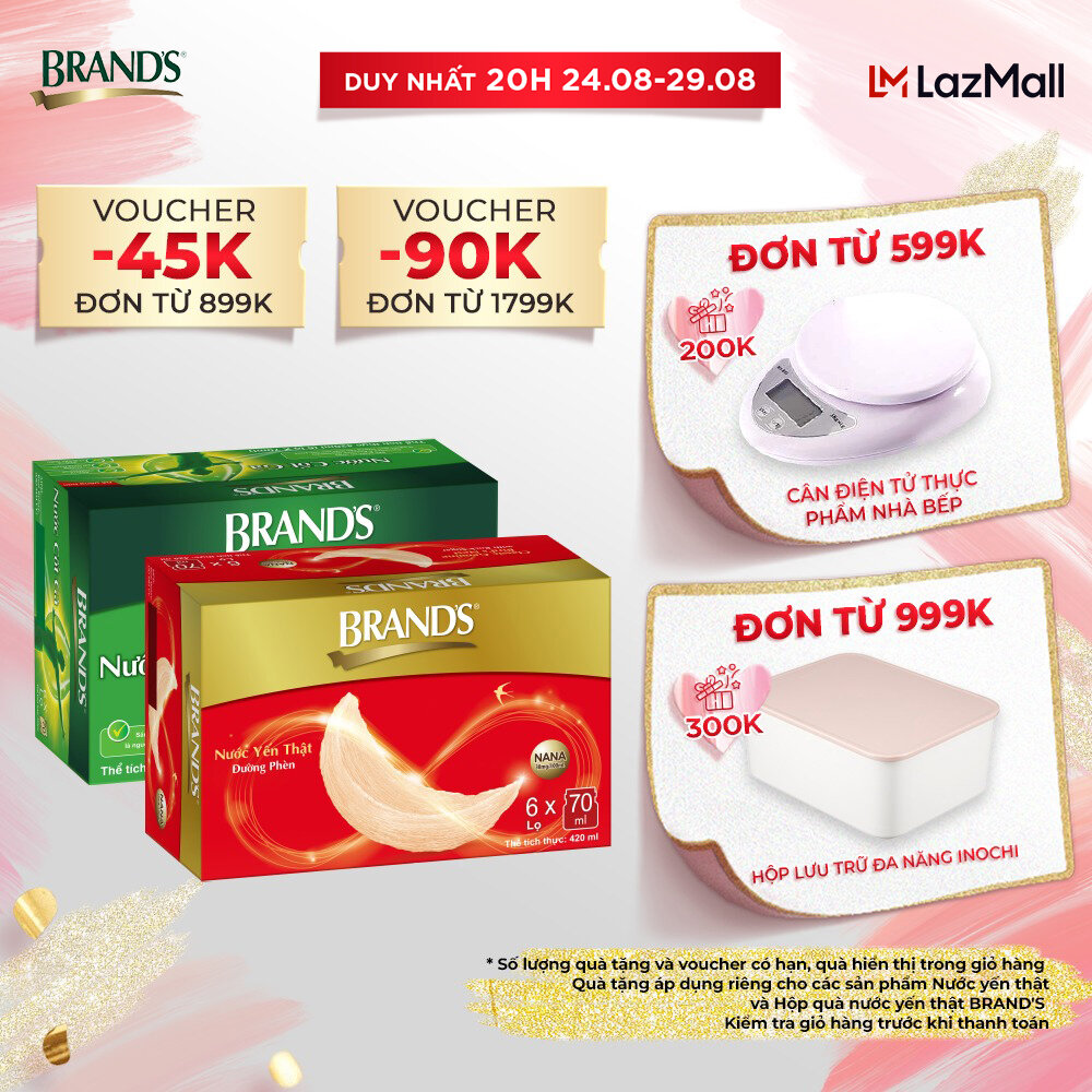 Combo 1 hộp nước cốt gà brand's vị truyền thống 70 ml và 1 hộp nước yến thật brand's đường phèn 70 ml