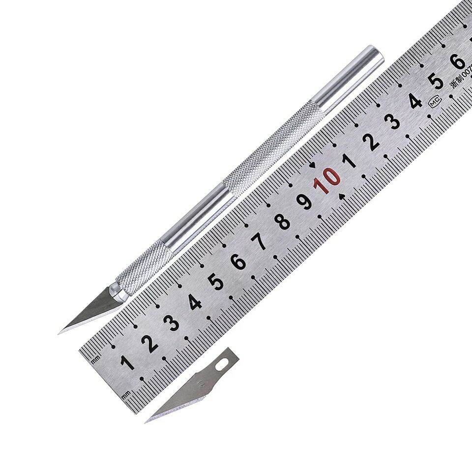Dao điêu khắc, dao trổ cán bạc, tặng kèm 5 lưỡi dự phòng