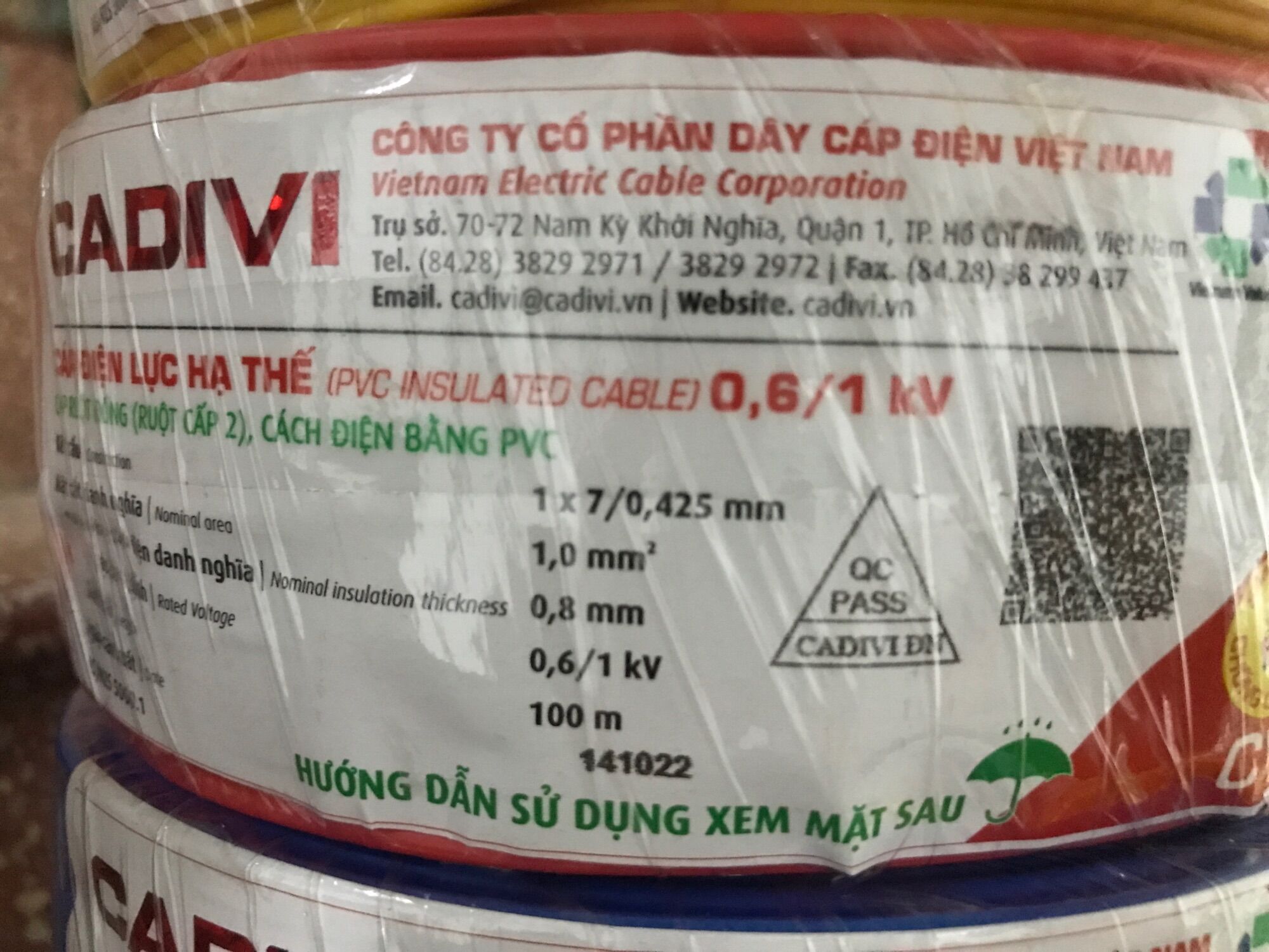 Dây điện cadivi 1.0 đơn 7 sợi (cuộn 100 mét)