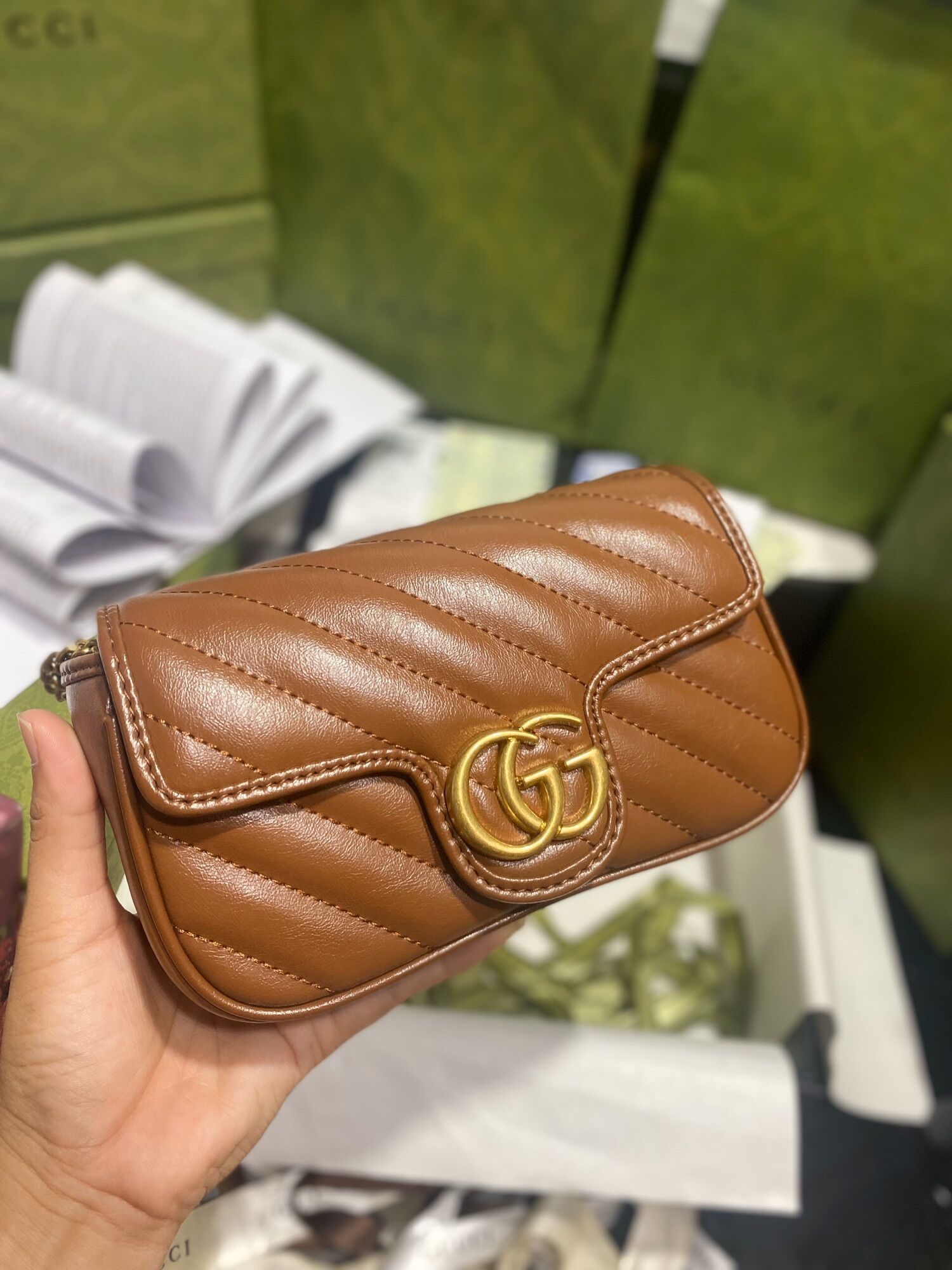 Túi xách nữ CHẤT DA THẬT size 17 và 22 Marmont small MINI matelassé shoulder bag hàng fullbox có hộp