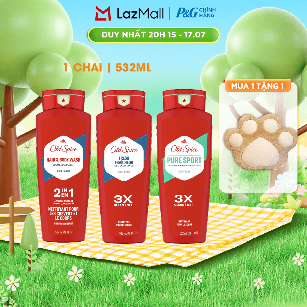 Sữa Tắm OLD SPICE Nhập Khẩu Mỹ Hương Pure Sport/ Tươi mát/ 2IN1 High Endurance Chai 532ML