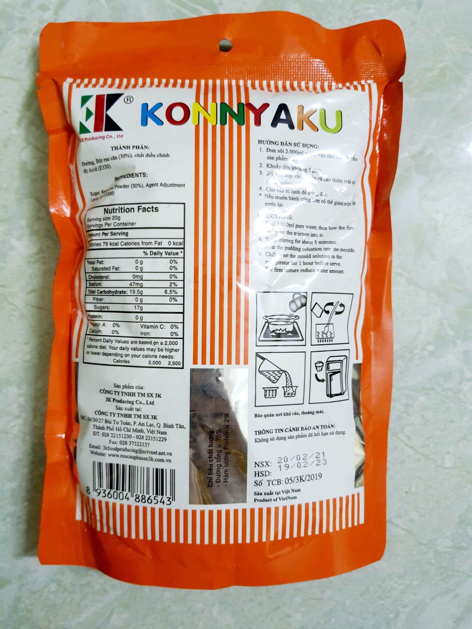 Bột rau câu pha sẵn konnyaku vị cam