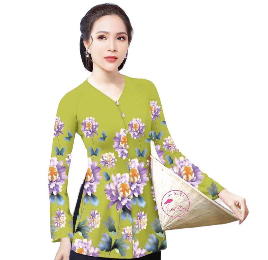 Áo bà ba nữ in hoa,bà ba thun in hoa,bà ba in 4d(áo lẻ không kèm quần)