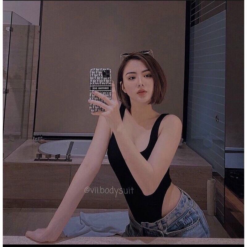 Áo Bodysuit 3 lỗ khoét eo thun gân