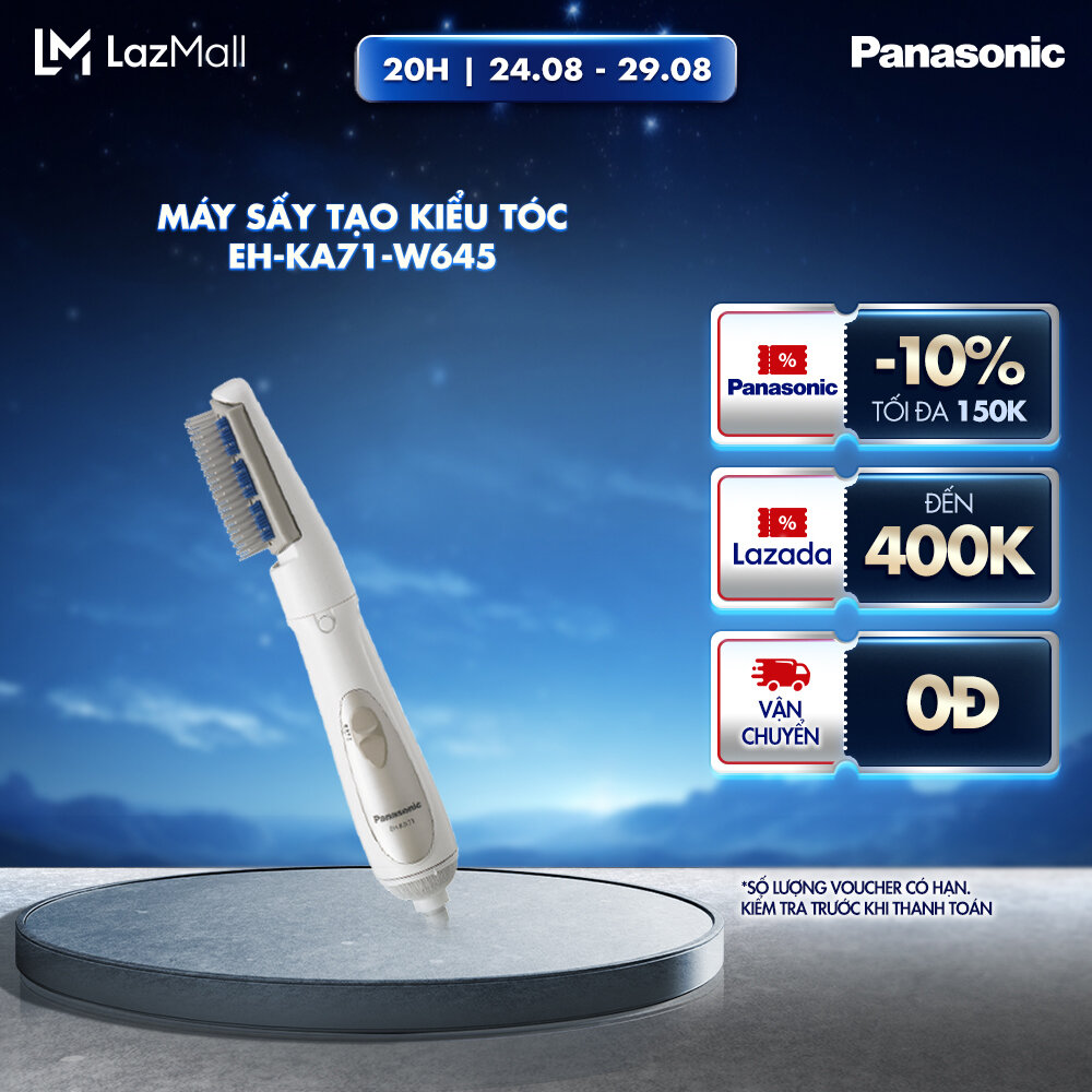 Máy Tạo Kiểu Chuyên Nghiệp - Panasonic EH-KA71-W645 -Tạo Kiểu Đa Dạng Với Bộ Phụ Kiện 7 Đầu Sấy - Hai Chế Độ Nhiệt - Tiếng Sấy Êm 59db - Bảo Hành Chính Hãng 12 tháng