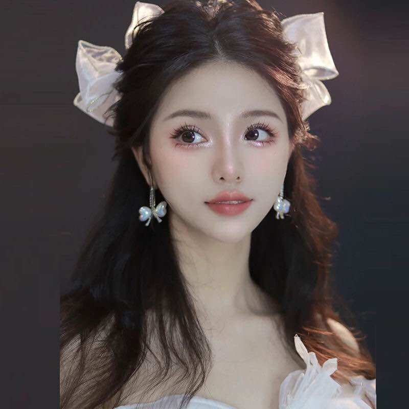 Cặp tóc nơ tiểu thư mix dây đá sáng phong cách Hàn Quốc