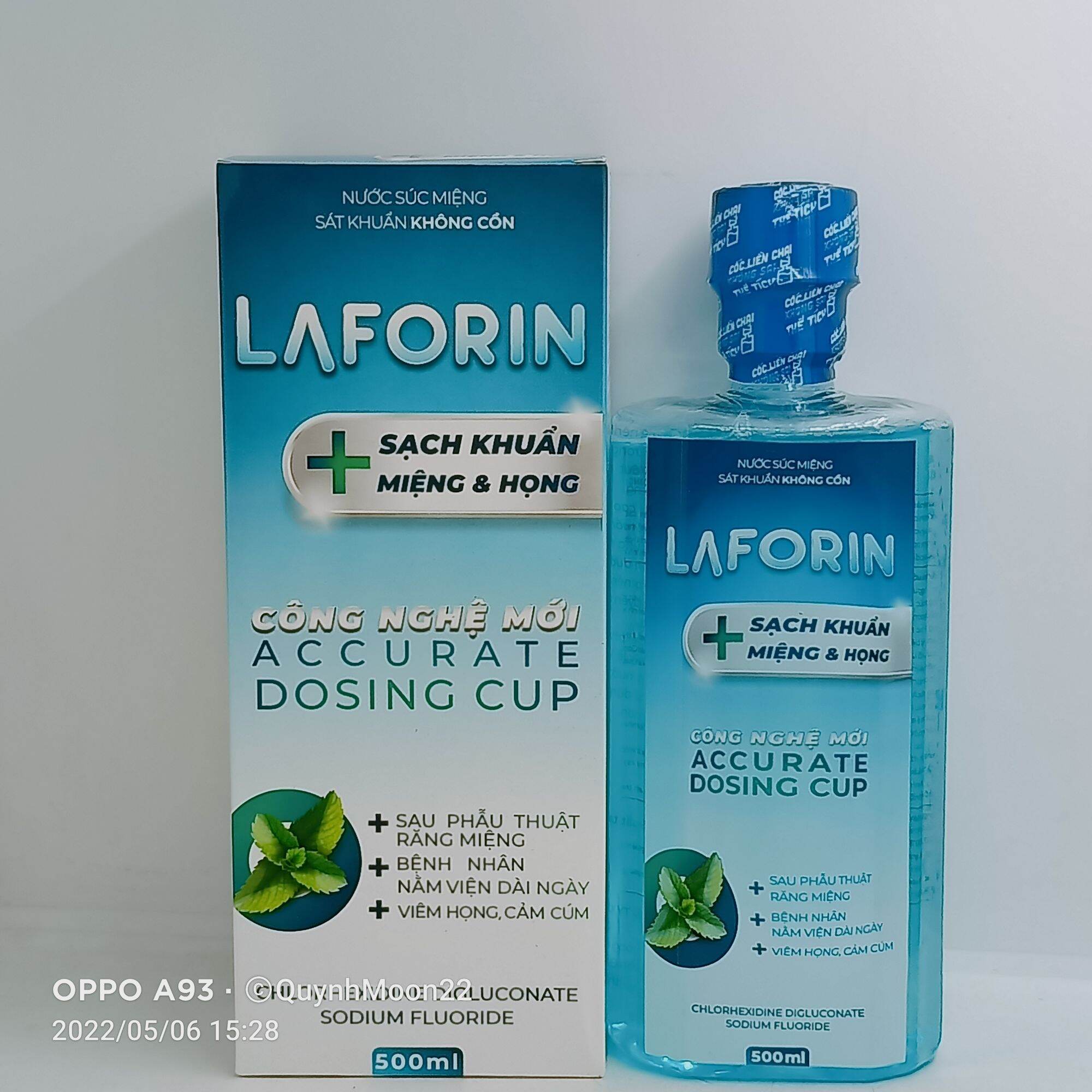 Nước súc miệng sạch khuẩn không cồn Laforin sạch khuẩn miệng và họng lọ 500ml