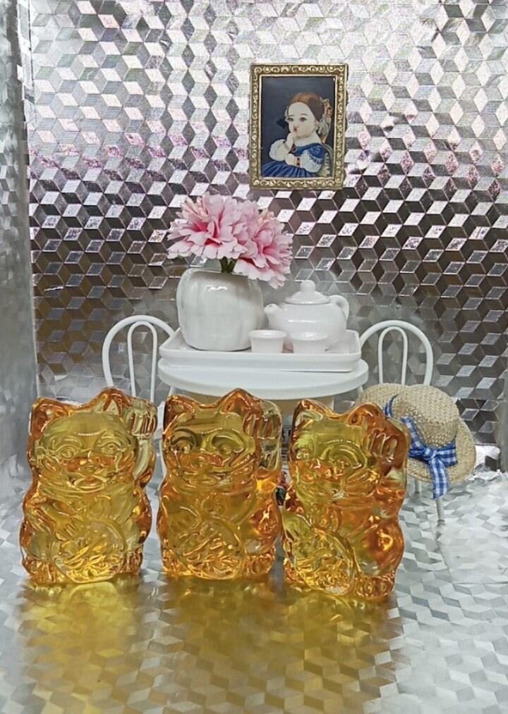 Crystal Lucky Cat ( Mèo Thần Tài CiTrine vàng 7cm)