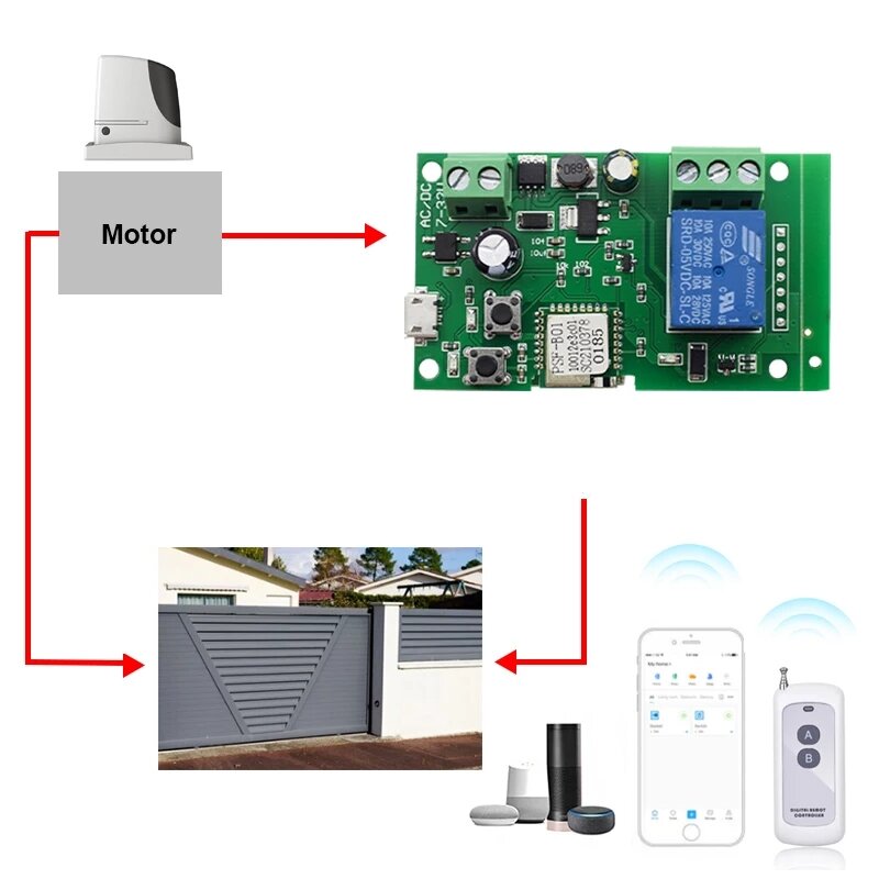 Module điều khiển Tuya (12V 24V 1CH Wifi+RF) mở khoá cổng, cửa, khoá nam châm điện RFID qua điện thoại