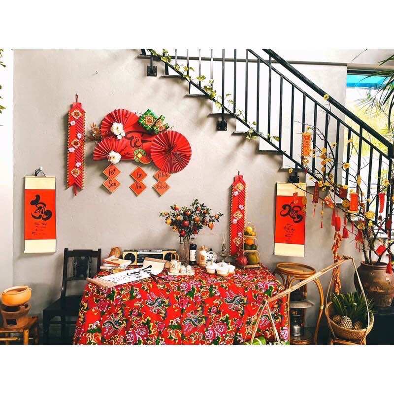 Khăn bàn rồng Phượng trang trí cổ điển tết trải được bàn tròn và vuông