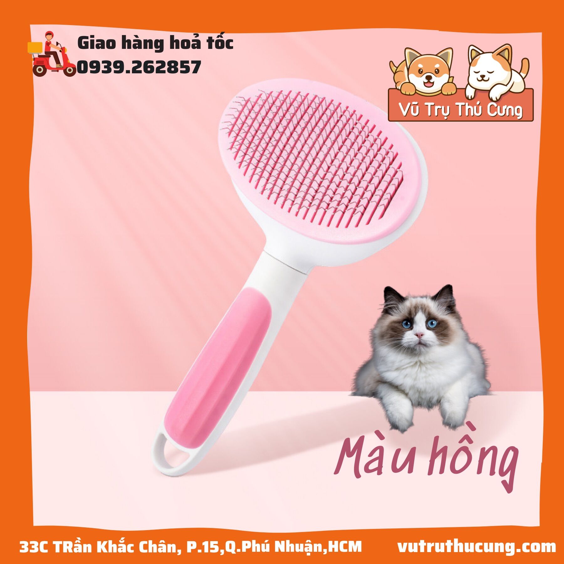 Lược chải lông chó mèo có nút bấm