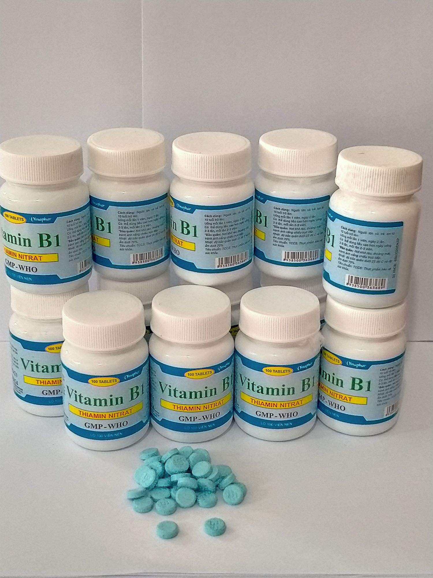 Combo 10 lọ viên uống VITAMIN B1 Lọ 100 viên nén màu xanh