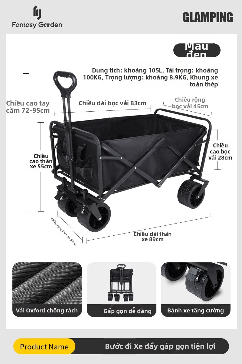 Folding Portable Camping Cart with Table - 7