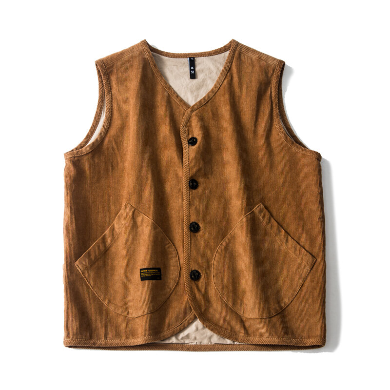 American Corduroy Frock Vest Men's and Women's Amekaji Vest Japanese-Style Retro Casual Couple Coat Top Fashion