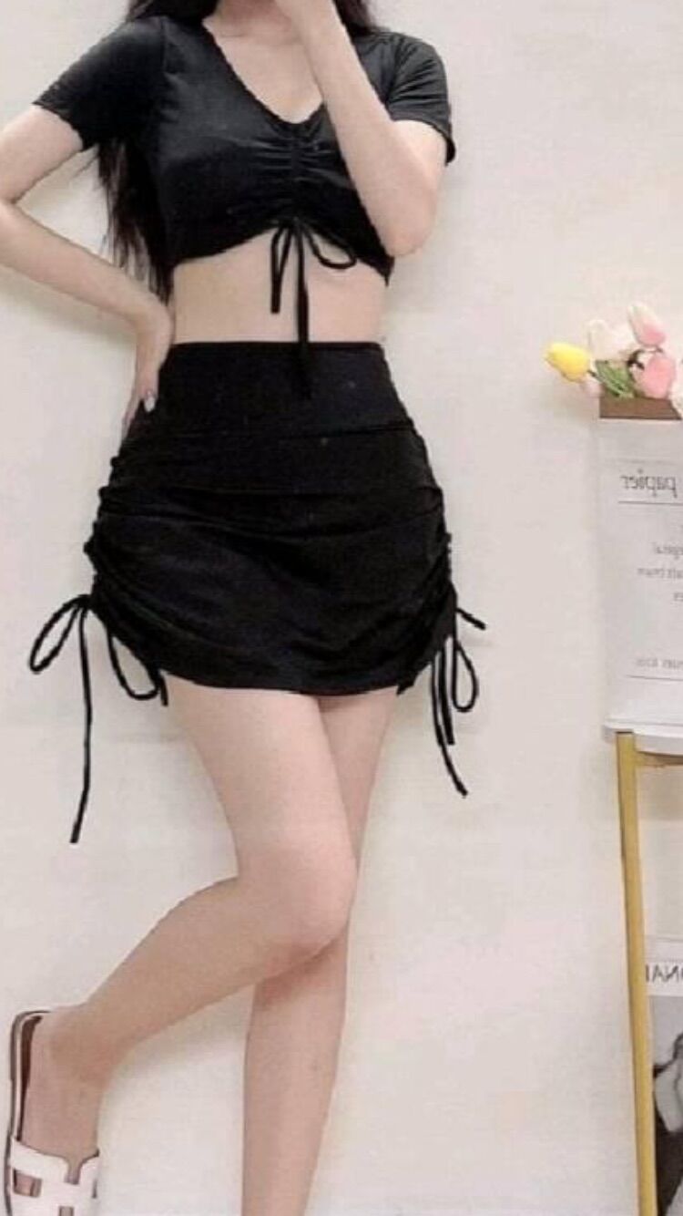 (Size 40-95kg)chân váy rút dây liền quần đùi cho nữ
