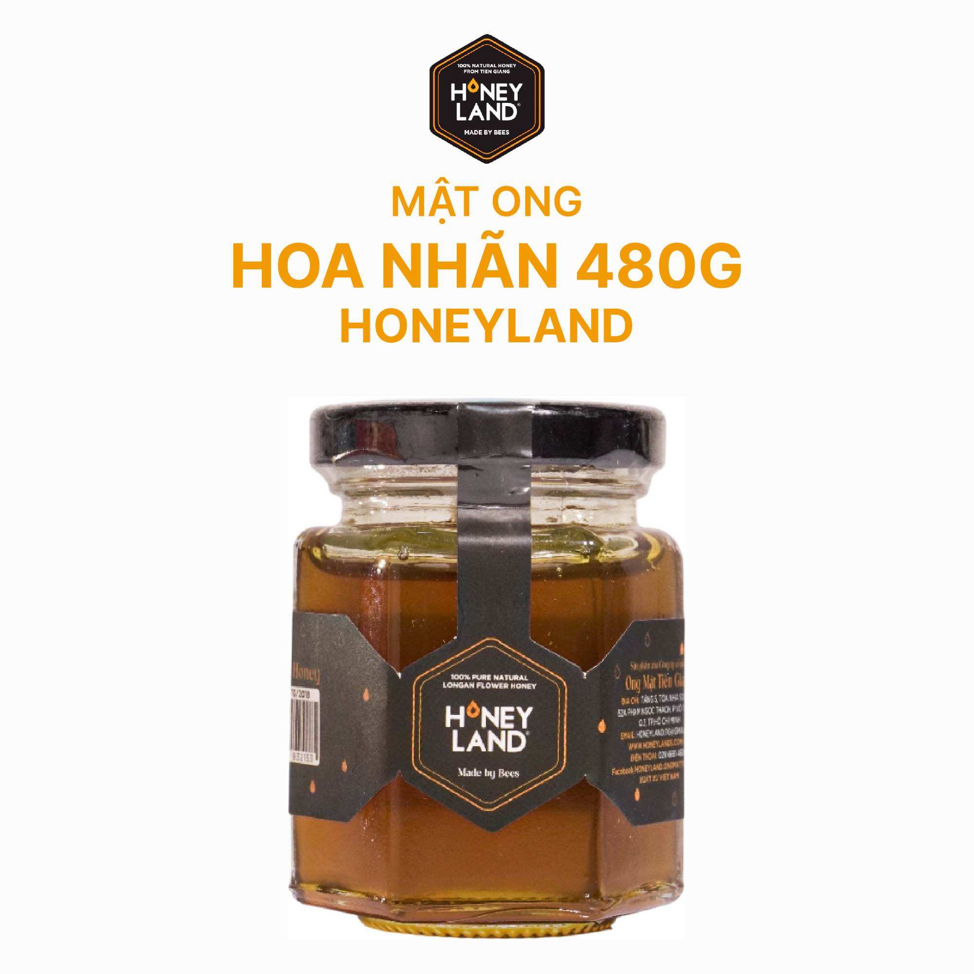  Mật ong nguyên chất hoa Nhãn HONEYLAND 480g 